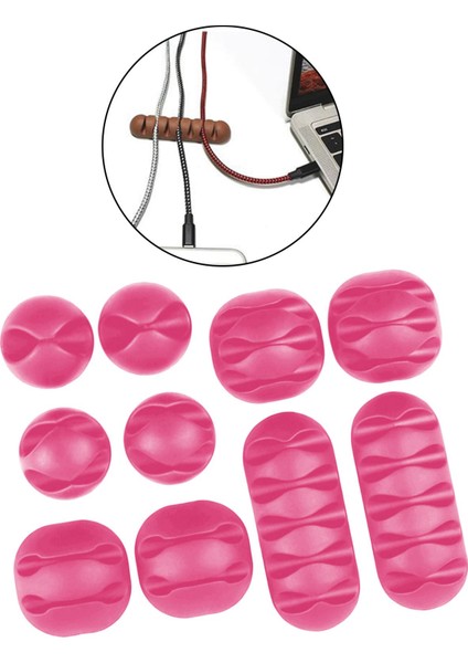 10 Adet Kablo Klips Sargıcı Organizatör Tutucu Klipsler Kit Kordon Yönetimi Pembe (Yurt Dışından)