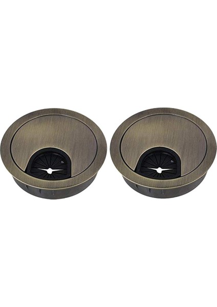 2x Masa Masa Zincir Alaşımlı Tel Organizatör Bilgisayar Kablo Deliği Kapak Fişi 5cm Bronz (Yurt Dışından)