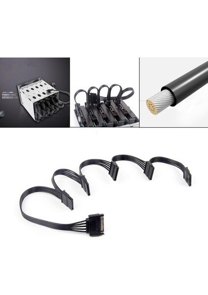 Dıy Pc Sunucusu Için 20 CM+4X10CM Sabit Sürücü Uzatma Kablosu Güç Kaynağı Sürücü (Yurt Dışından)