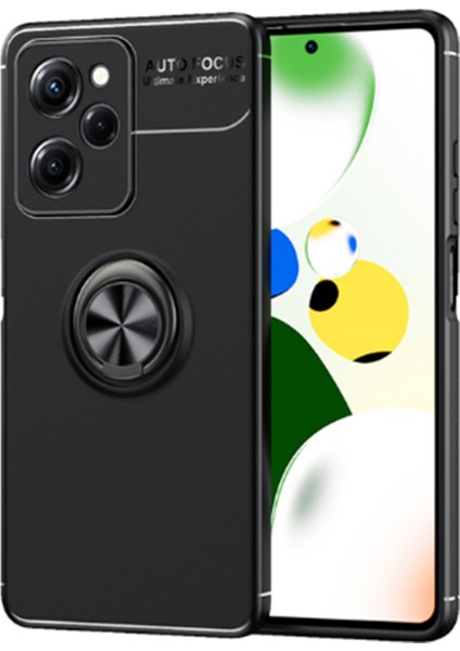 Xiaomi Poco X5 Pro 5g Focus Serisi Yüzük Standlı Silikon Kılıf - Siyah AL3363