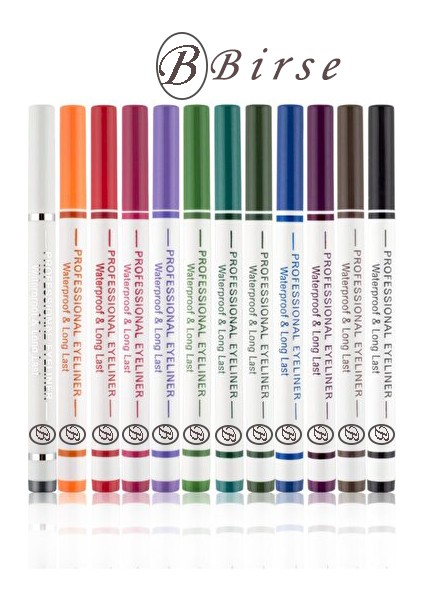 12'li Set Renkli Göz Kalemi Waterproof Eyeliner