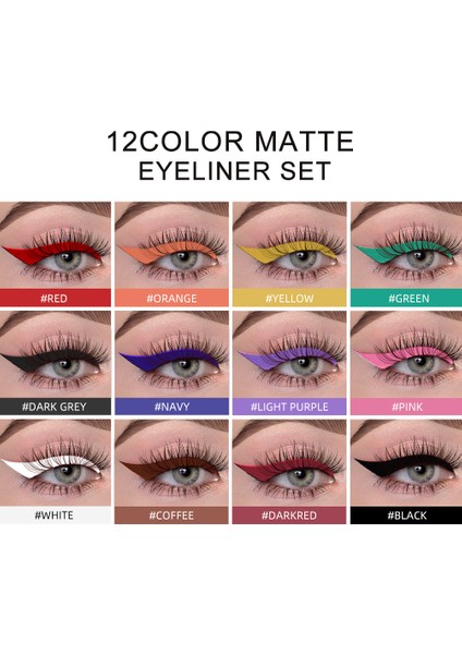 12'li Set Renkli Göz Kalemi Waterproof Eyeliner modelleri