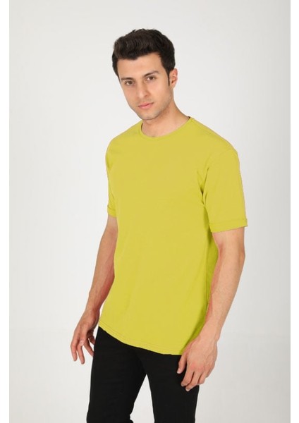 Erkek Bisiklet Yaka Basic Rahat Kalıp Pamuklu T-Shirt AC-Y38599LNS