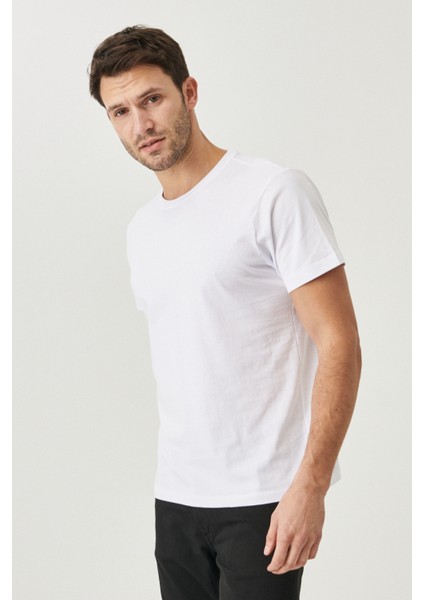 Erkek Bej Melanj-mınt-ındıgo Melanj-beyaz Slim Fit Dar Kesim 4'lü Tişört Paket fiyatları