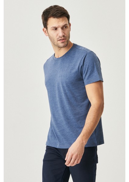 Erkek Bej Melanj-mınt-ındıgo Melanj-beyaz Slim Fit Dar Kesim 4'lü Tişört Paket indirimleri