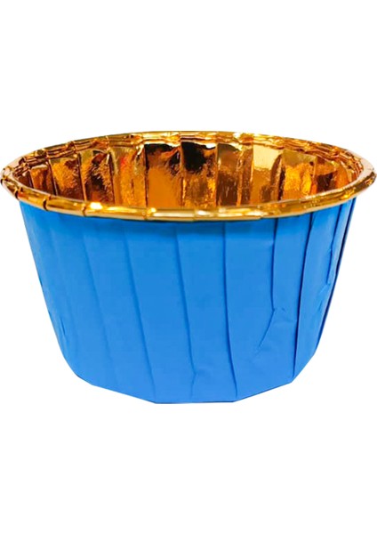 Muffin Kek Kapsülü Mavi-Altın 25li