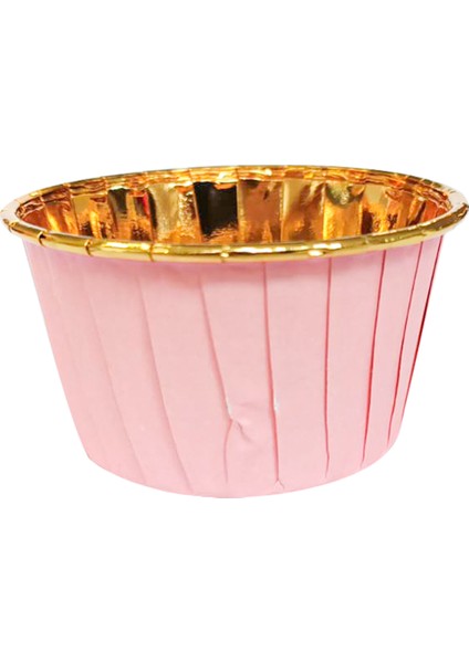 Muffin Kek Kapsülü Pembe-Altın 25li