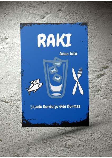 Rakı Ahşap Retro Poster 28 x 20