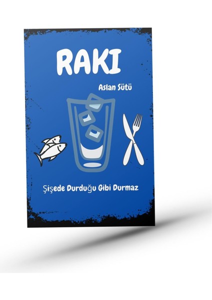 Rakı Ahşap Retro Poster 28 x 20