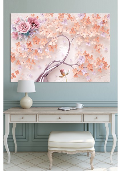 Pembe Çiçekler 3d Muhteşem Kanvas Tablo (7 Farklı Ölçü) fiyatları