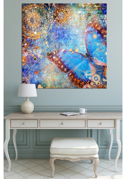 Mavi Kelebek Vintage Kelebek Kanvas Tablo fırsatları