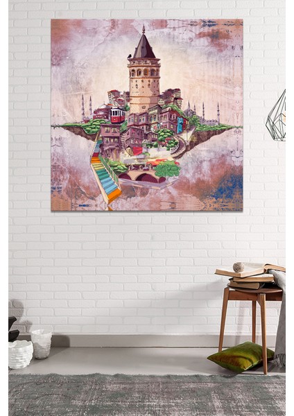 Istanbul Galata Şehir Sanatsal Çizim Kanvas Tablo (8 Farklı Ölçü) fiyatları