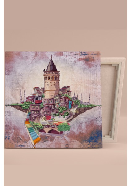 Istanbul Galata Şehir Sanatsal Çizim Kanvas Tablo (8 Farklı Ölçü) fırsatları