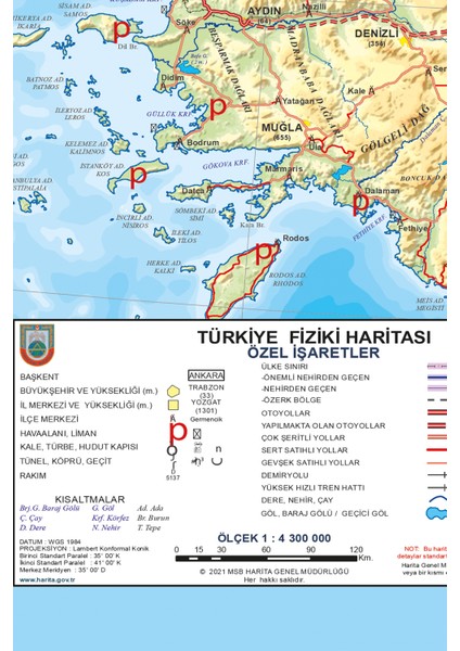 Türkiye Fiziki Haritası Map Yüksek Çözünürlüklü Güncel Kanvas Tablo (5 Farklı Ölçü) fiyatları