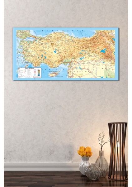 Türkiye Fiziki Haritası Map Yüksek Çözünürlüklü Güncel Kanvas Tablo (5 Farklı Ölçü) modelleri