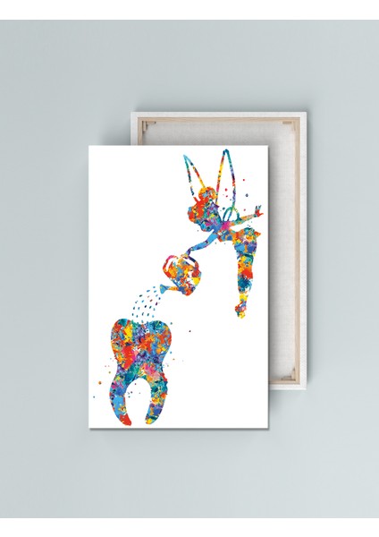 Diş Doktorlarına Hastanelere Özel Suluboya Efektli Diş Perisi Kanvas Tablo (8 Farklı Ölçü) fiyatları