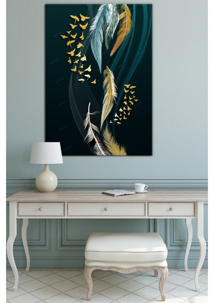 Renkli Tüyler Ve Kuşlar Sürreel Sanatsal Dekoratif Kanvas Tablo (8 Farklı Ölçü) fiyatları