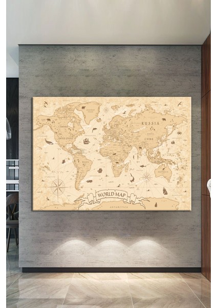 Dünya Haritası World Map Dekoratif Kanvas Tablo fiyatları