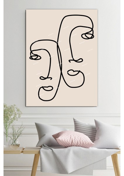 Yüzler Ve Suretler Minimalist Modern Sanatsal Kanvas Tablo