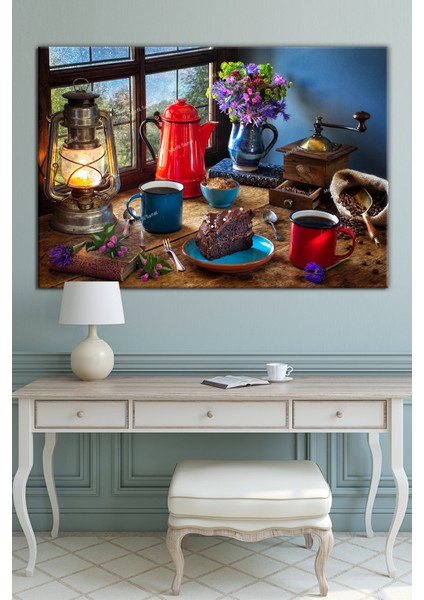 Çay Keyfi Mutluluk Çayı Dekoratif Cafelere Kafelere Özel Dekoratif Kanvas Tablo