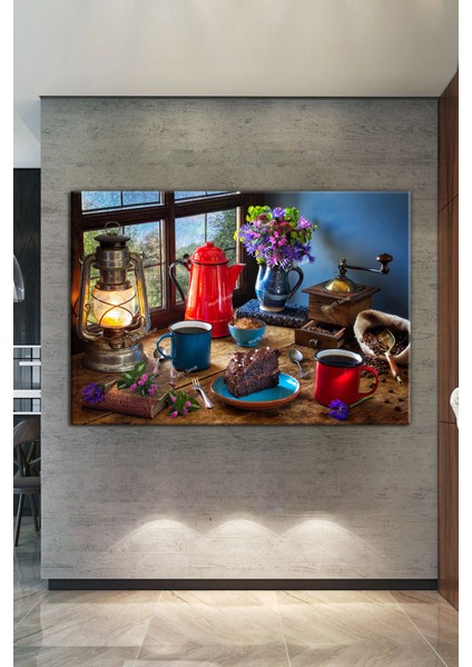 Çay Keyfi Mutluluk Çayı Dekoratif Cafelere Kafelere Özel Dekoratif Kanvas Tablo fiyatları