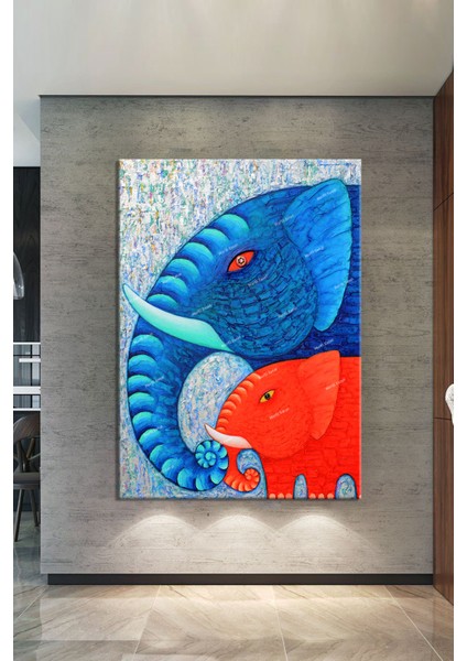 Fil Ve Yavrusu Muhteşem de Dekoratif Kanvas Tablo fiyatları