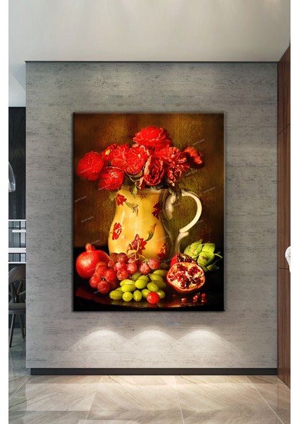Meyveler Çiçekler Natürmort Sanatsal Kanvas Tablo fiyatları