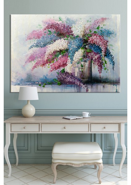 Leylak Sümbül Yağlıboya Görünümlü Kanvas Tablo fiyatları