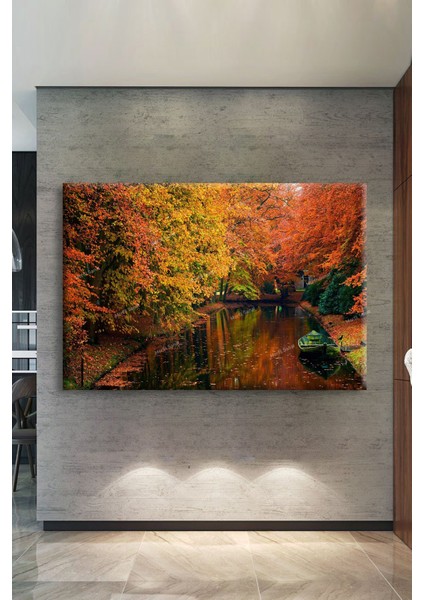 Sonbahar Göl Orman Doğal Tabiat Kanvas Tablo