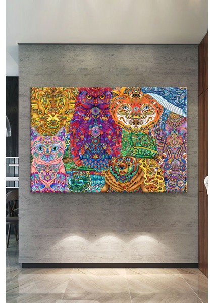Mandala Hayvanlar Dekoratif Sanatsal Kanvas Tablo fiyatları