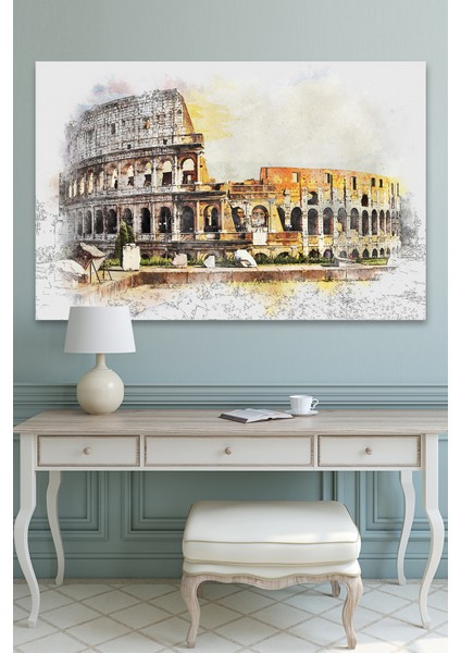 Italya Roma Colosseum Amphitheatre Kolezyum Amfitiyatro Kanvas Tablo