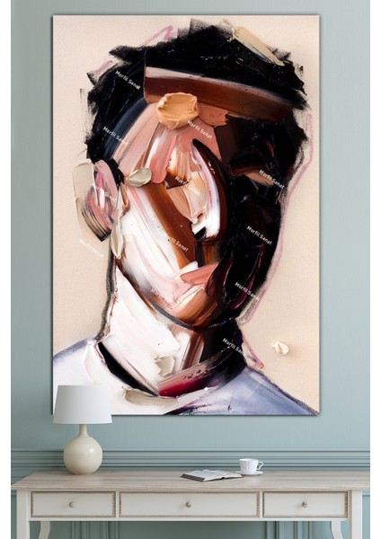 Yüzler Fırça Darbeli Görünümlü Soyut Modern Sanat Kanvas Tablo