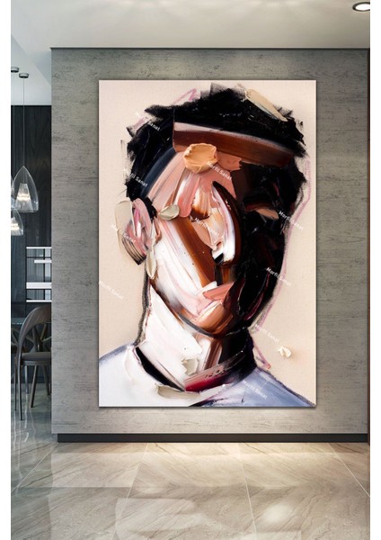 Yüzler Fırça Darbeli Görünümlü Soyut Modern Sanat Kanvas Tablo fiyatları