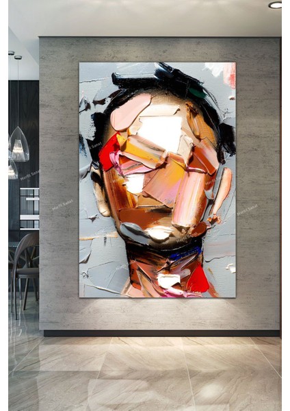 Yüzler Fırça Darbeli Görünümlü Soyut Modern Sanat Kanvas Tablo