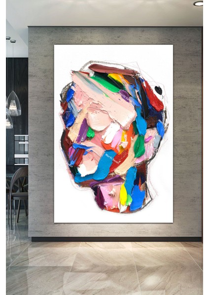 Yüzler Fırça Darbeli Görünümlü Soyut Modern Sanat Kanvas Tablo fiyatları