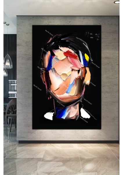Yüzler Fırça Darbeli Görünümlü Soyut Modern Sanat Kanvas Tablo fiyatları