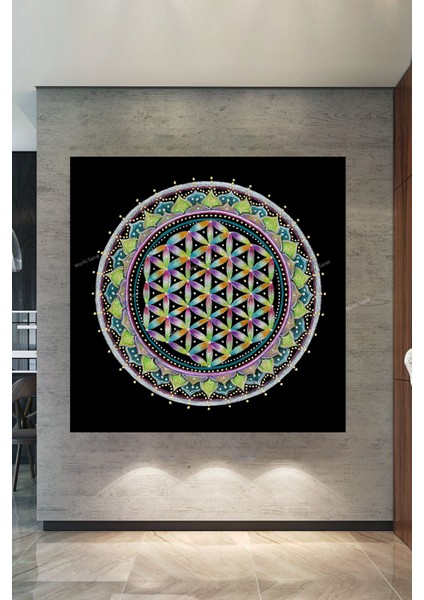 Yaşam Çiçeği Kutsal Geometri Sri Yantra Kanvas Tablo