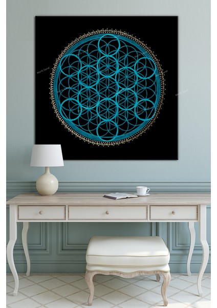 Yaşam Çiçeği Kutsal Geometri Sri Yantra Kanvas Tablo