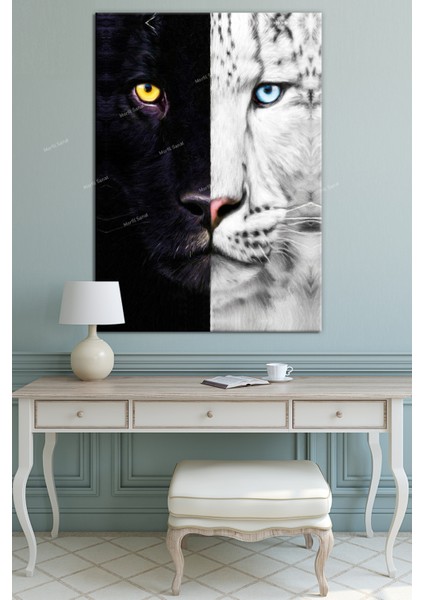 Kaplan Siyah Beyaz Kaplan Dekoratif Kanvas Tablo fiyatları