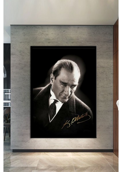 Mustafa Kemal Atatürk Kanvas Tablo Okullara Işyerlerine Uygun (8 Farklı Ölçü)
