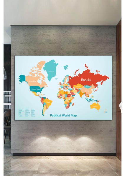 Dünya Haritası World Map Dekoratif Kanvas Tablo modelleri