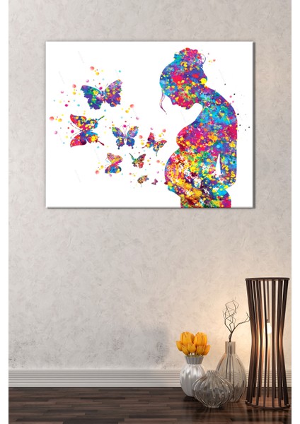 Doktorlara Doğumhanelere Hastanelere Özel Hamile Kadın Suluboya Efektli Kanvas Tablo (8 Farklı Ölçü) fiyatları