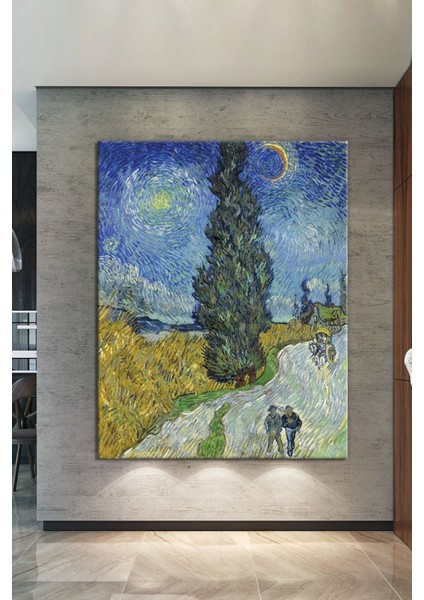 Vincent Van Gogh Selvili Ve Yıldızlı Yol Road With Cypress And Star (8 Farklı Ölçü)