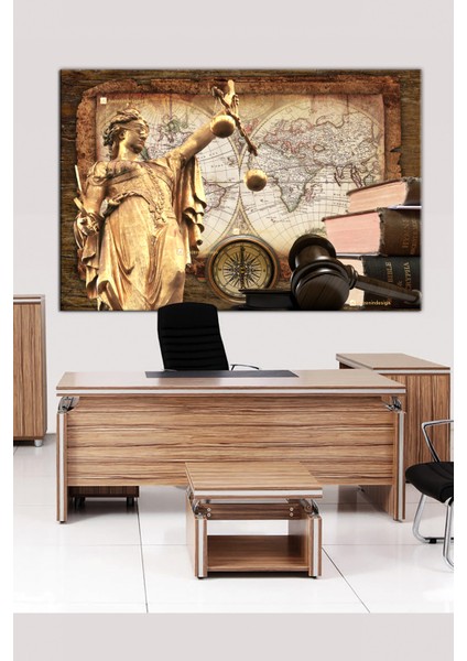 Avukatlara Özel Hukuk Adalet Temalı Makam Kanvas Tablo 140 x 100 cm