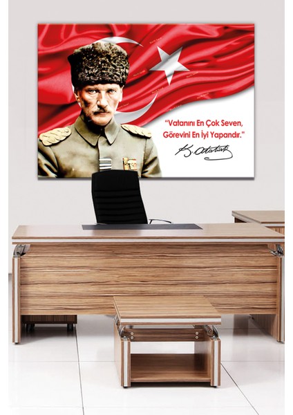 Atatürk Mustafa Kemal Makam Panosu Kanvas Tablo Resmi Kurumlar Okullar (8farklı Ölçü)
