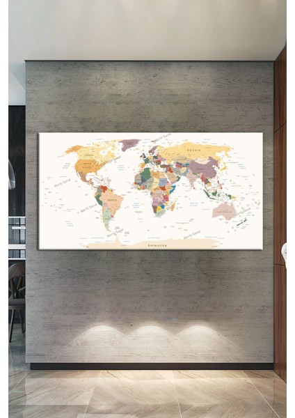 Dünya Haritası World Map Dekoratif Kanvas Tablo (7 Farklı Ölçü) fiyatları