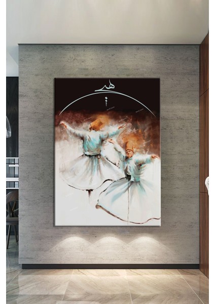 Dervişler Ve Hiç Yazılı Dini Islami Kanvas Tablo fiyatları