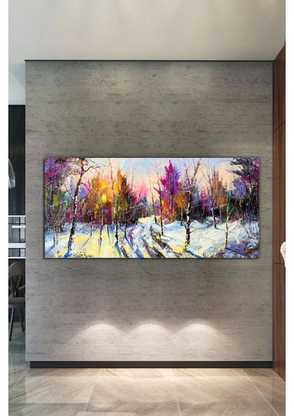 Karlı Orman Ağaçlar Dekoratif Kanvas Tablo