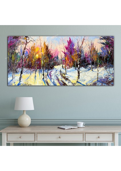 Karlı Orman Ağaçlar Dekoratif Kanvas Tablo fiyatları