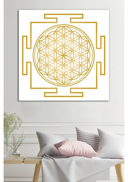 Yaşam Çiçeği Kutsal Geometri Sri Yantra Kanvas Tablo